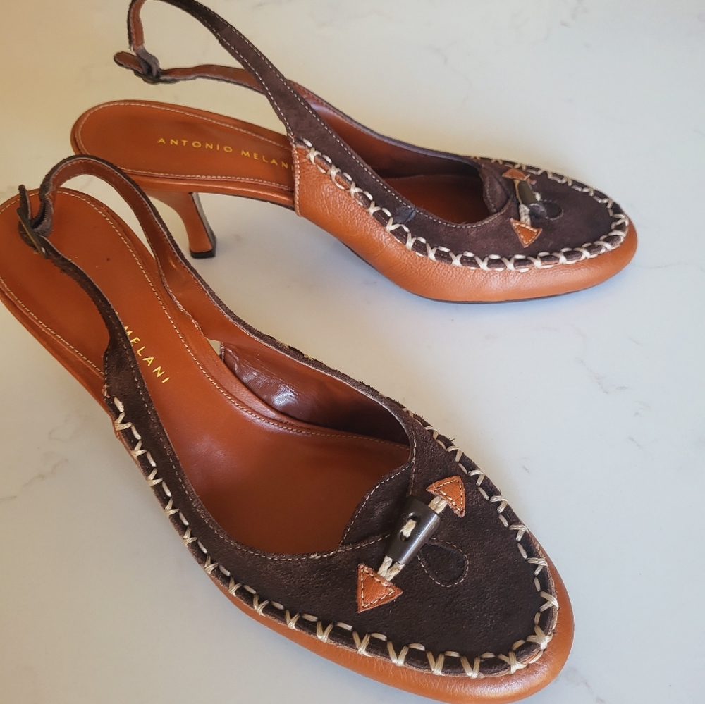 Antonio Melani Leather Boho Slingbacks